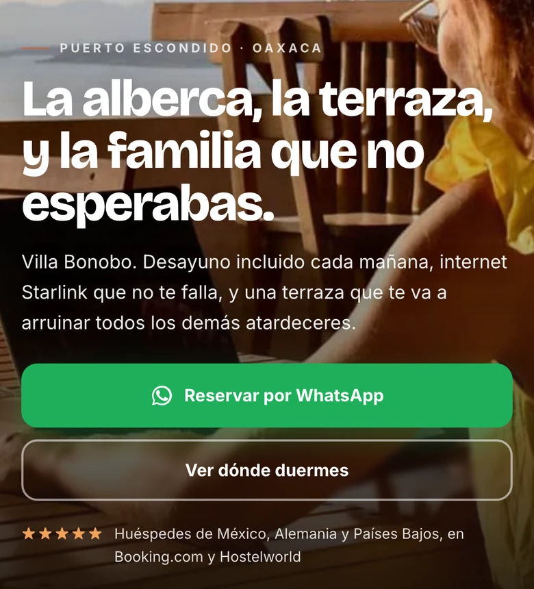 Villa Bonobo, página de ejemplo para reservas directas